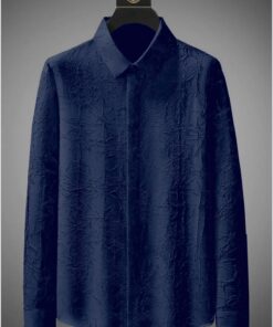 Men's Exclusive Blue Cotton Fabric Italian Crush Shirt