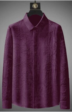 Men's Exclusive Wine Cotton Fabric Italian Crush Shirt