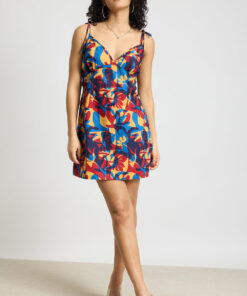 Contemporary Floral Patterned Poplin Dress