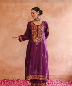 Aafna  Chanderi Straight Kurta Set with Inner