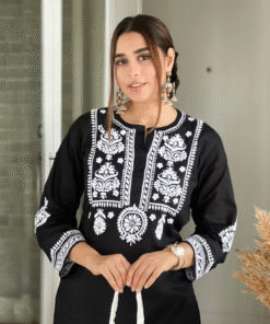 Cotton  Solid Women's 2 PC Long Kurta Set - Black