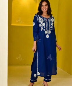 Juhaina  Cotton Straight Set (Dark Blue)