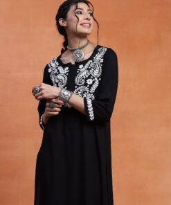 Rubaab  Rayon Straight Kurta Set - Black