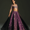 Royal Amethyst Embroidered Lehenga Set with Zari Detailing