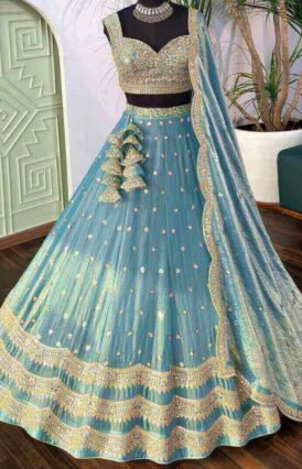 Sky blue color Designer Sequence Embroidery work Lehenga choli