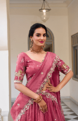 Tilton Gold Crush Embroidered Lehenga Choli With Dupatta