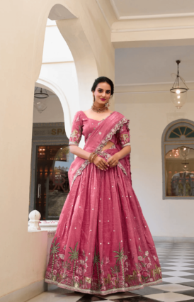 Tilton Gold Crush Embroidered Lehenga Choli With Dupatta