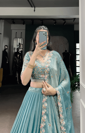 Tilton Festive Special Zari Shimmer Thread Embroidered Lehenga Choli With Dupatta