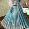 Sky blue color Bids Embroidery work Designer Lehenga Choli