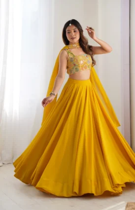 Pure Soft Fox Georgette Most Trendy Padding Fabric Fully Flair Lehenga,With Duppta Set